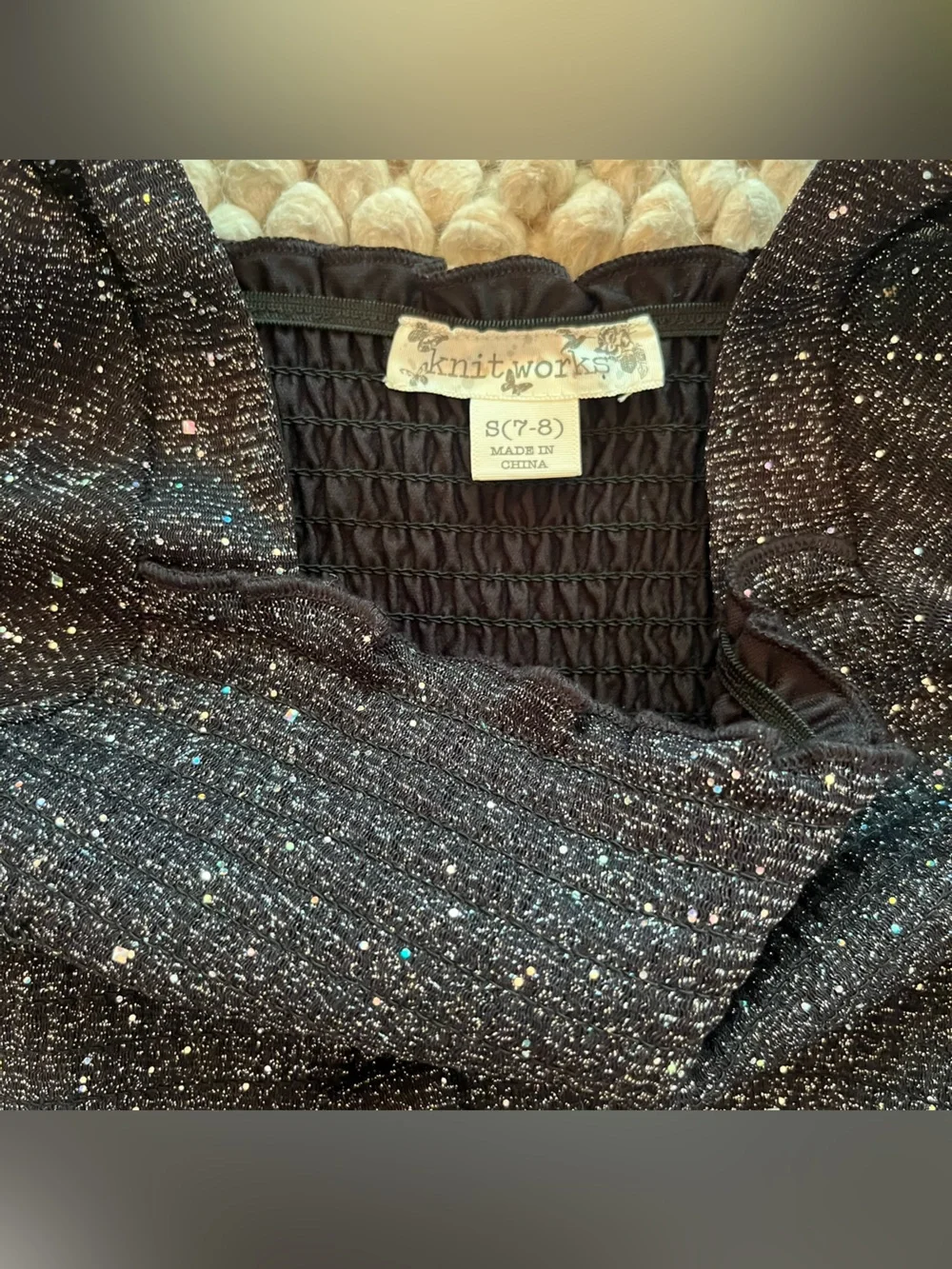 NWOT. Knitworks sparkly black dress.